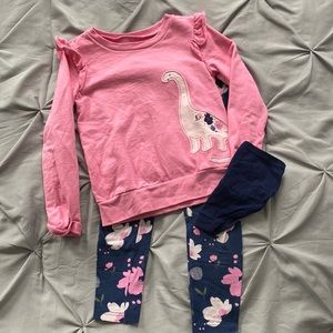 Girls size 5T carters pink long sleeve sweater with floral leggings
